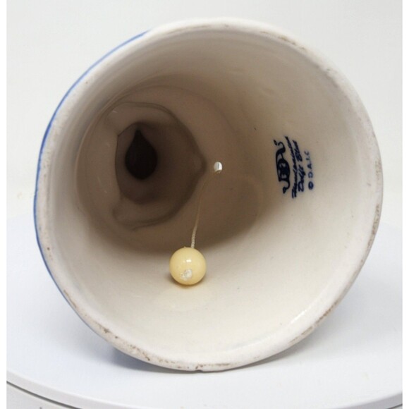 Vintage Delft Blue Teddy Bear Bell Handle 4.5" Blue & White Ceramic Windmill - Picture 7 of 11